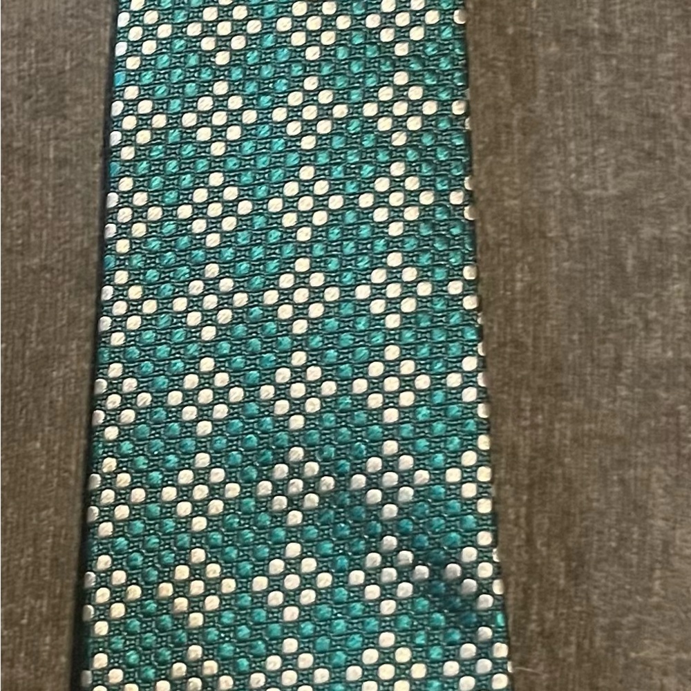 Versace Teal and White Patterned Tie